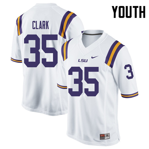 Youth #35 Damone Clark LSU Tigers College Football Jerseys Sale-White